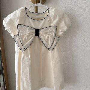 Zara Cream Kids Dress with Black Bow